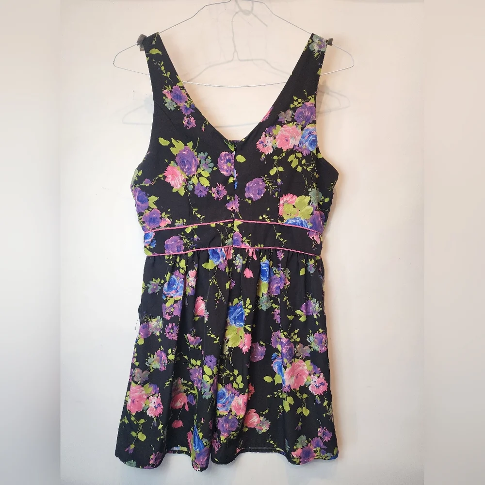 One Clothing Black Floral Sun Dress‎ Size XL